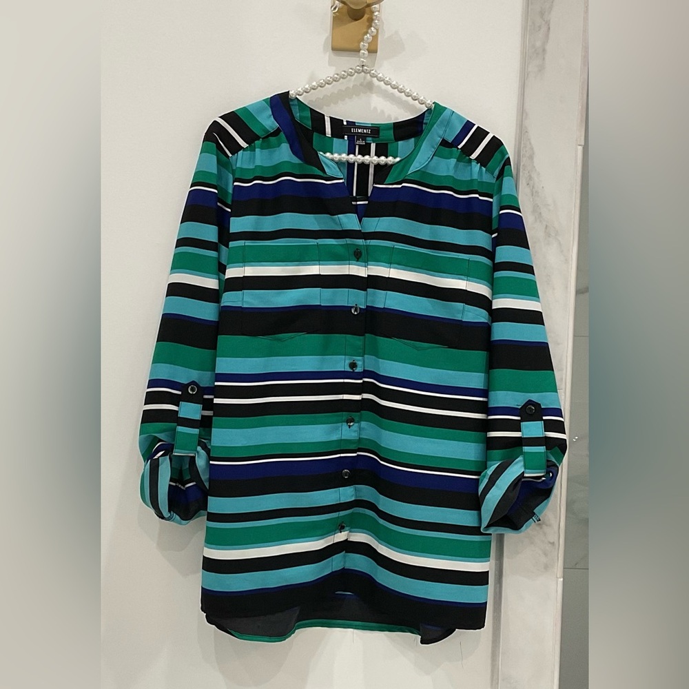 🔴ELEMENTZ ROLL TAB BLOUSE🔴